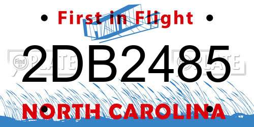 2DB2485 North Carolina License Plate