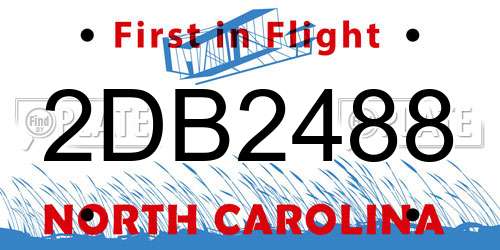 2DB2488 North Carolina License Plate