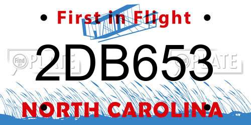 2DB653 North Carolina License Plate