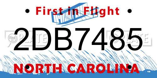 2DB7485 North Carolina License Plate