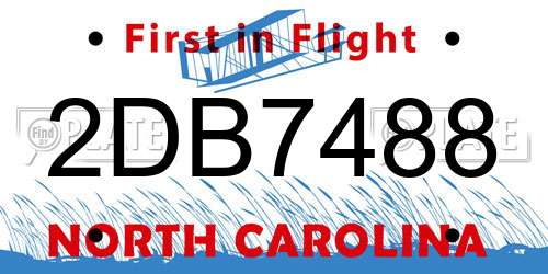 2DB7488 North Carolina License Plate