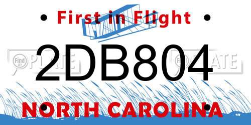 2DB804 North Carolina License Plate