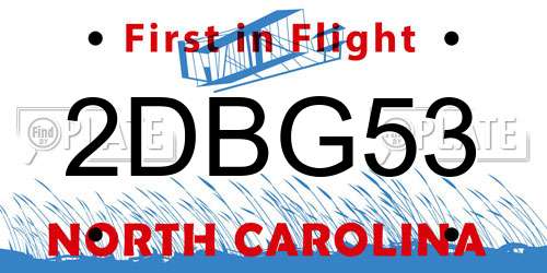 2DBG53 North Carolina License Plate