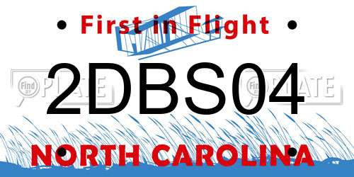 2DBS04 North Carolina License Plate