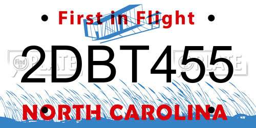 2DBT455 North Carolina License Plate