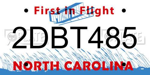 2DBT485 North Carolina License Plate