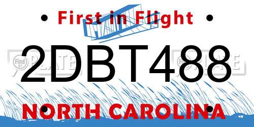 2DBT488 North Carolina License Plate