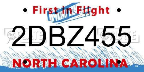 2DBZ455 North Carolina License Plate