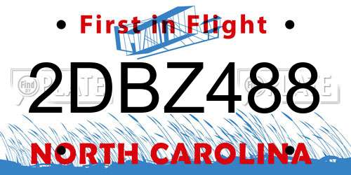 2DBZ488 North Carolina License Plate