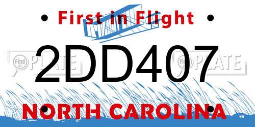 2DD407 North Carolina License Plate