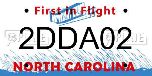 2DDA02 North Carolina License Plate