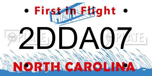 2DDA07 North Carolina License Plate