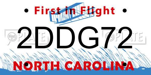 2DDG72 North Carolina License Plate