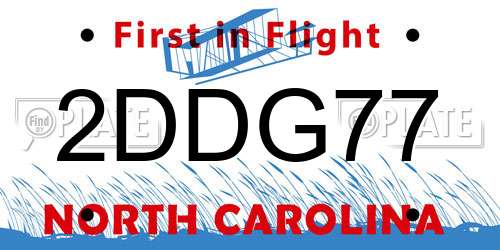 2DDG77 North Carolina License Plate