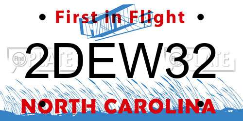 2DEW32 North Carolina License Plate