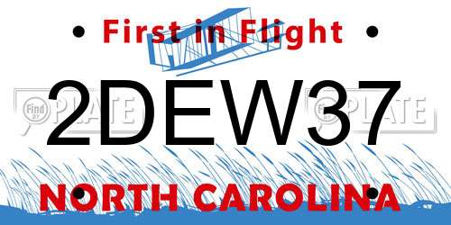 2DEW37 North Carolina License Plate