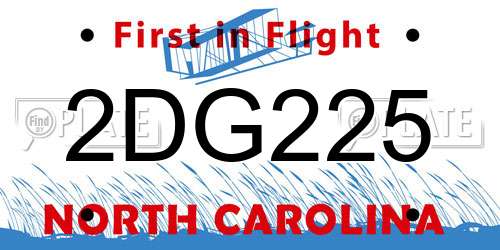 2DG225 North Carolina License Plate