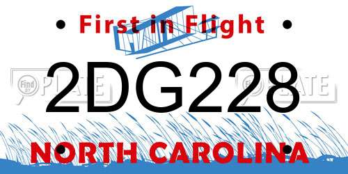2DG228 North Carolina License Plate