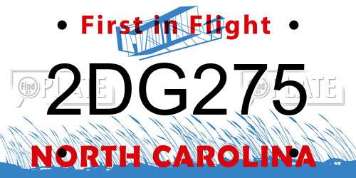2DG275 North Carolina License Plate