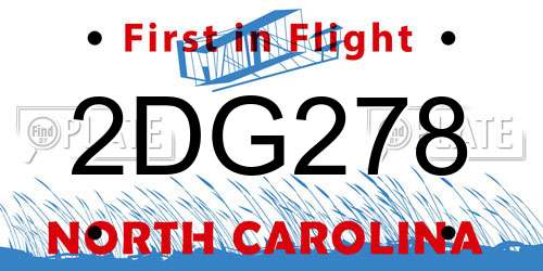 2DG278 North Carolina License Plate