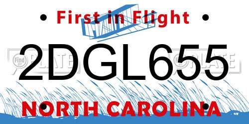 2DGL655 North Carolina License Plate