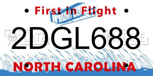 2DGL688 North Carolina License Plate