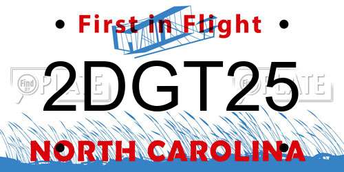 2DGT25 North Carolina License Plate