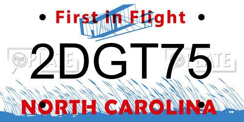 2DGT75 North Carolina License Plate