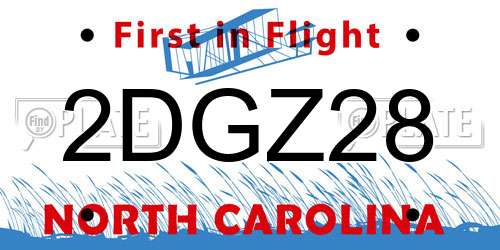 2DGZ28 North Carolina License Plate