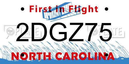 2DGZ75 North Carolina License Plate