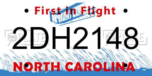2DH2148 North Carolina License Plate