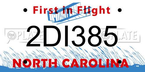 2DI385 North Carolina License Plate
