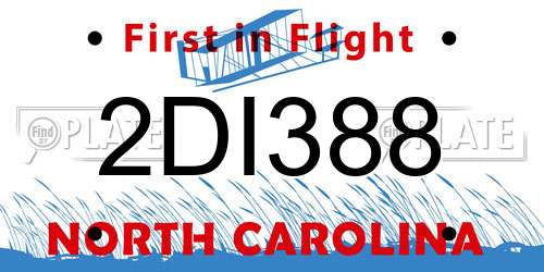 2DI388 North Carolina License Plate