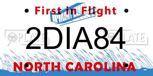 2DIA84 North Carolina License Plate