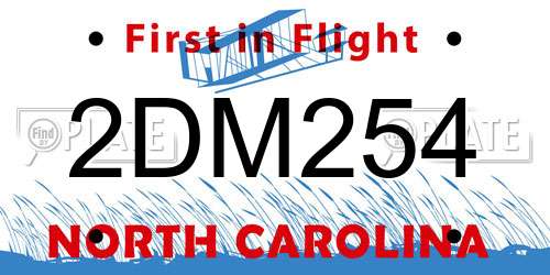 2DM254 North Carolina License Plate