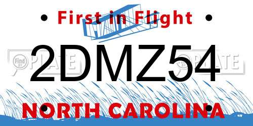 2DMZ54 North Carolina License Plate