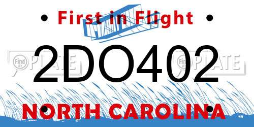 2DO402 North Carolina License Plate