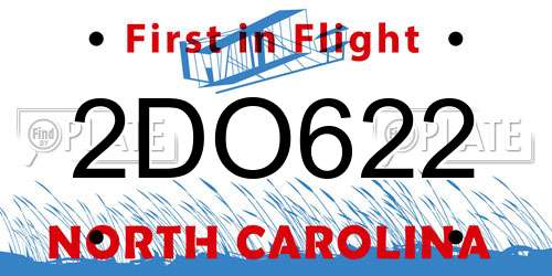 2DO622 North Carolina License Plate