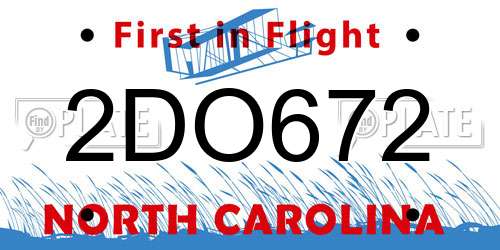 2DO672 North Carolina License Plate