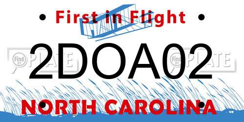 2DOA02 North Carolina License Plate