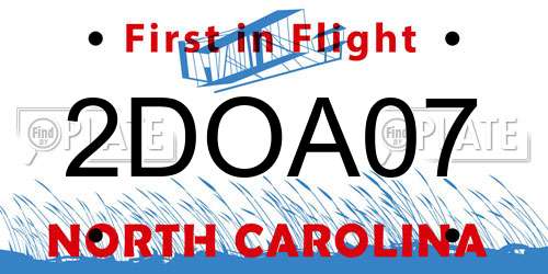 2DOA07 North Carolina License Plate
