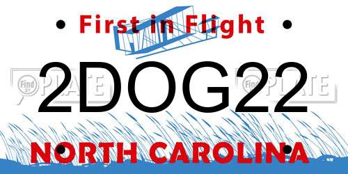 2DOG22 North Carolina License Plate