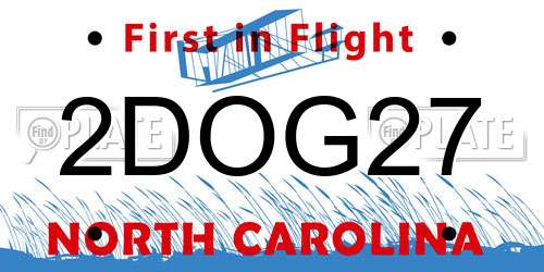 2DOG27 North Carolina License Plate
