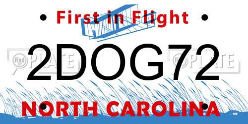2DOG72 North Carolina License Plate