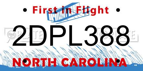 2DPL388 North Carolina License Plate