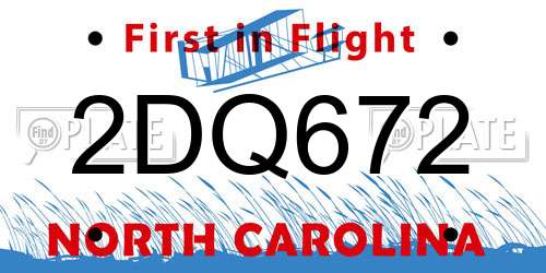 2DQ672 North Carolina License Plate