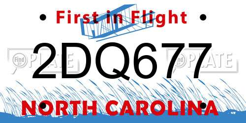 2DQ677 North Carolina License Plate