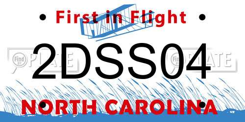 2DSS04 North Carolina License Plate