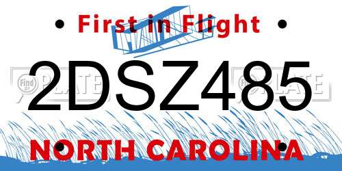 2DSZ485 North Carolina License Plate