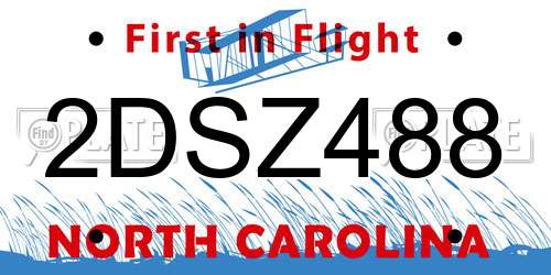 2DSZ488 North Carolina License Plate